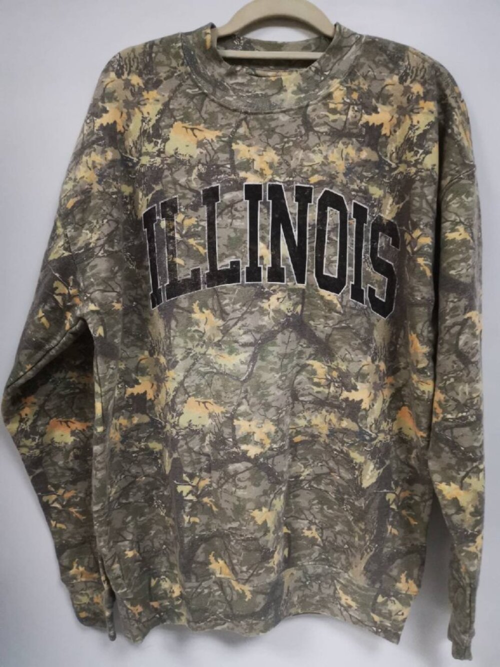 STATE OF MINE Warm Camo Crew Neck Sweatshirt Loose Fall Winter Basic Top Unisex